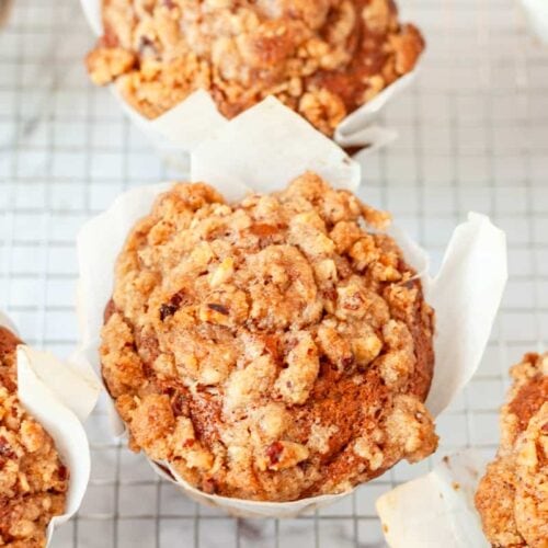 Pecan Streusel Banana Coffee Cake Muffins On Ty's Plate