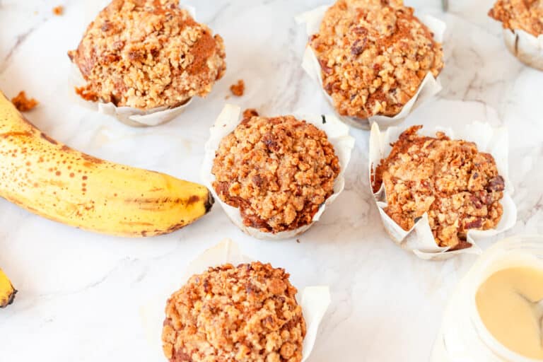 Pecan Streusel Banana Coffee Cake Muffins On Ty's Plate