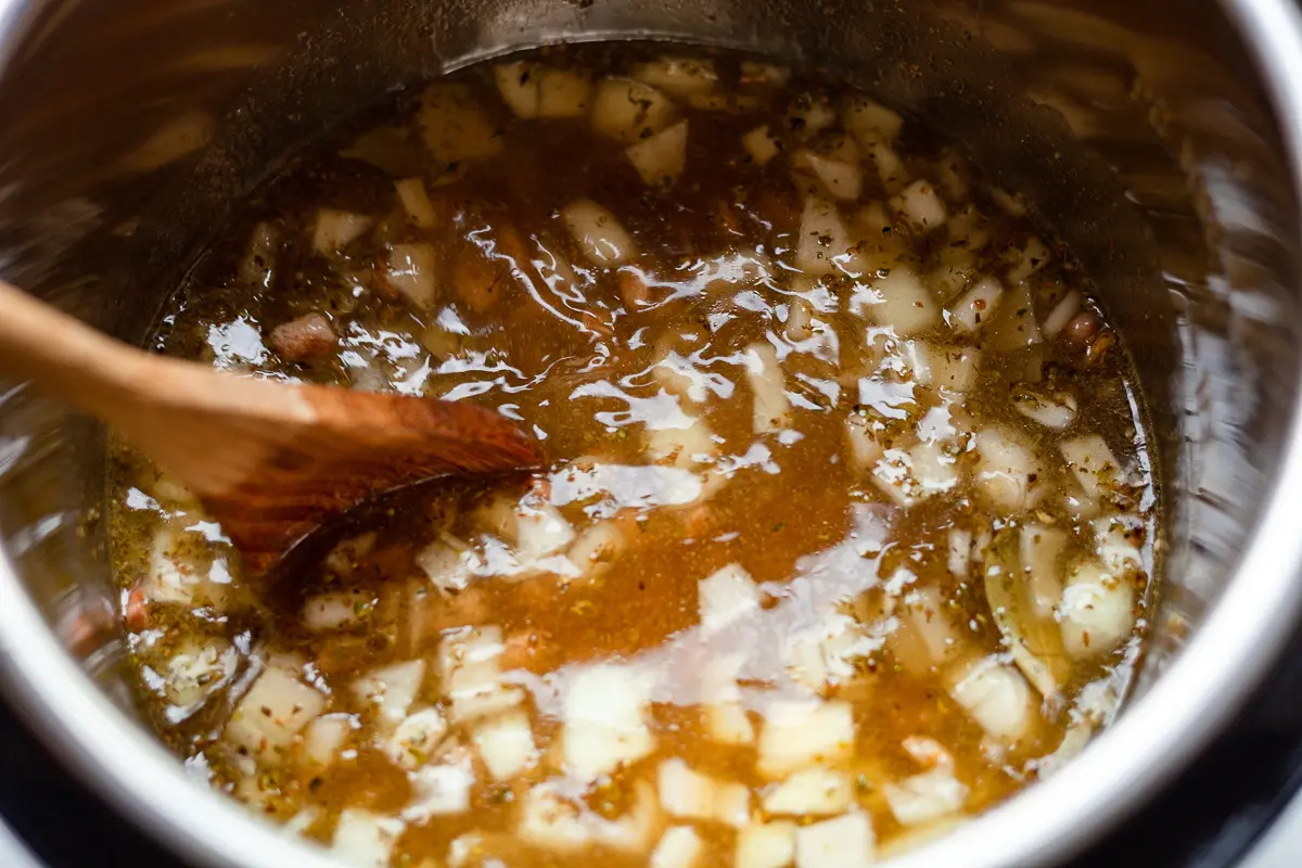 water added to an instant pot of beans