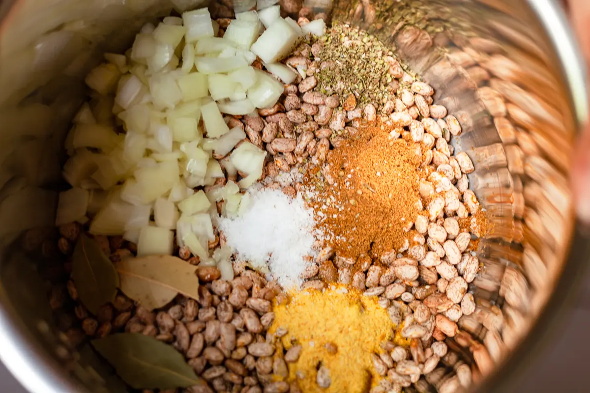 seasoned beans for the pressure cooker