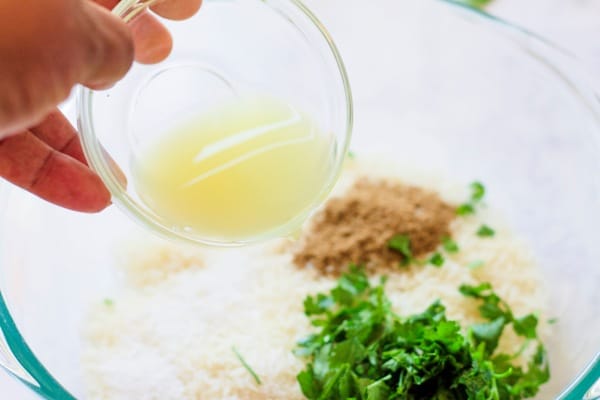 Preparing cilantro lime rice