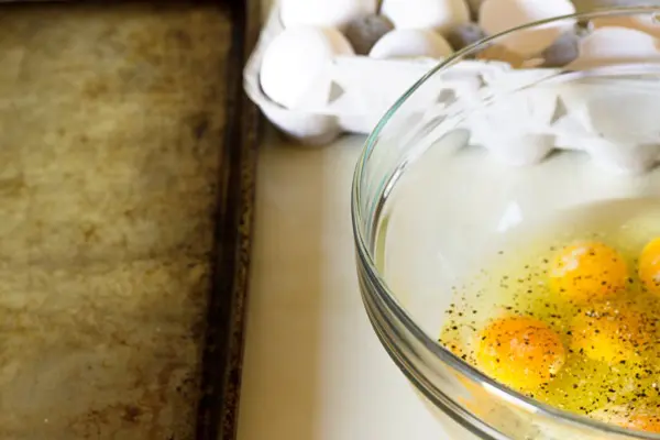 sheet pan and eggs