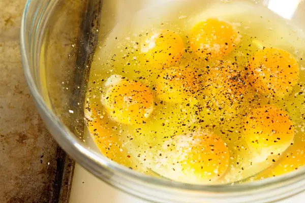 cracked eggs in a bowl