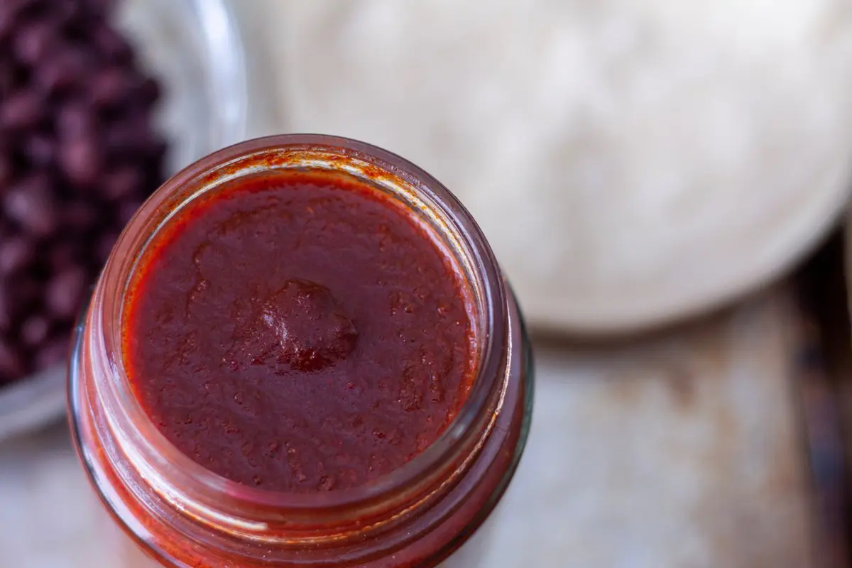 red enchilada sauce close up