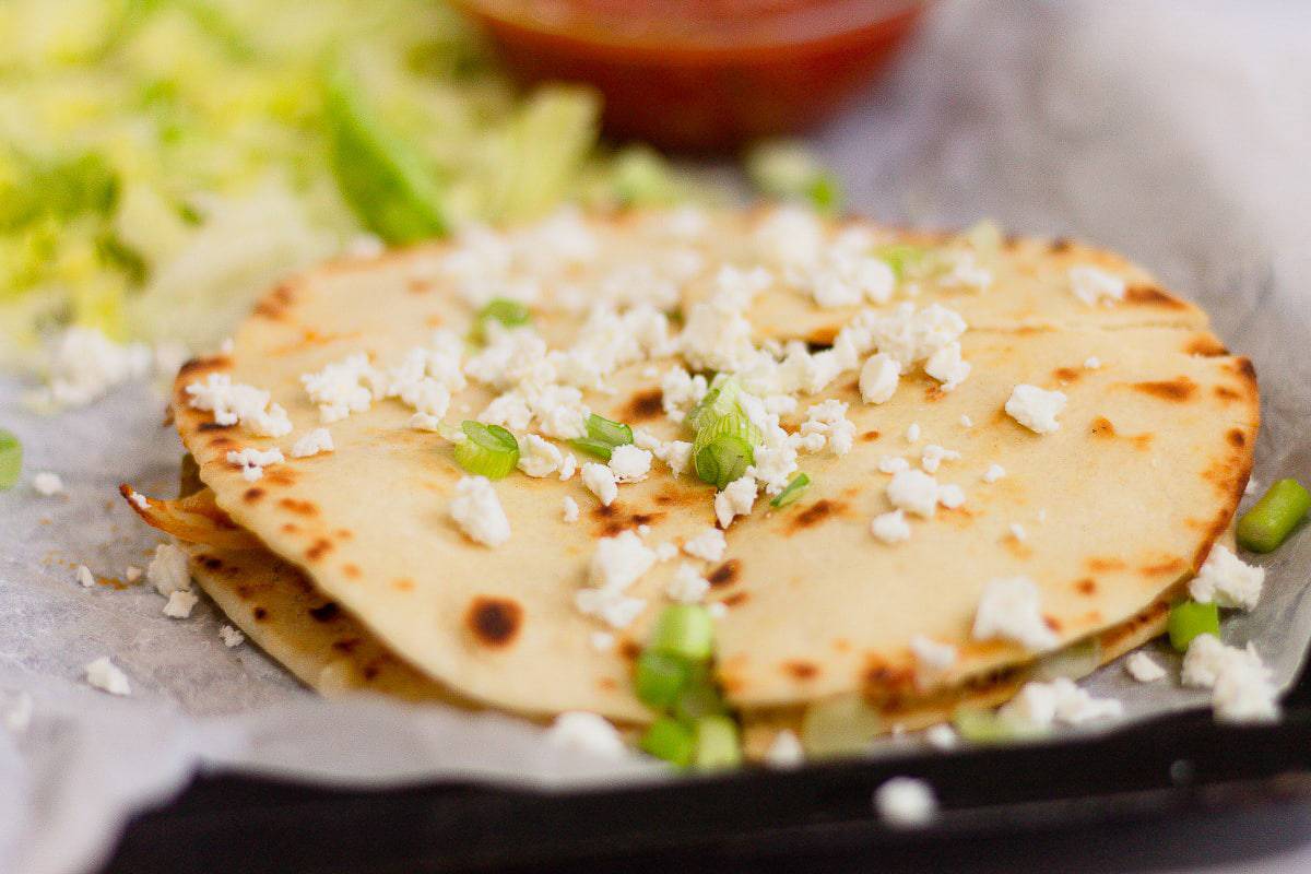 chicken fajita quesadilla cheese pull