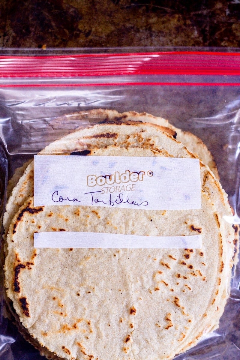 corn tortillas in a storage bag for freshness