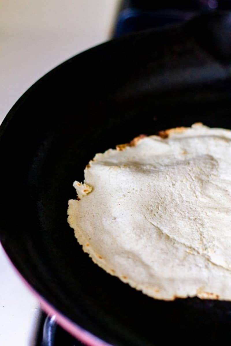 puffed tortilla during baking