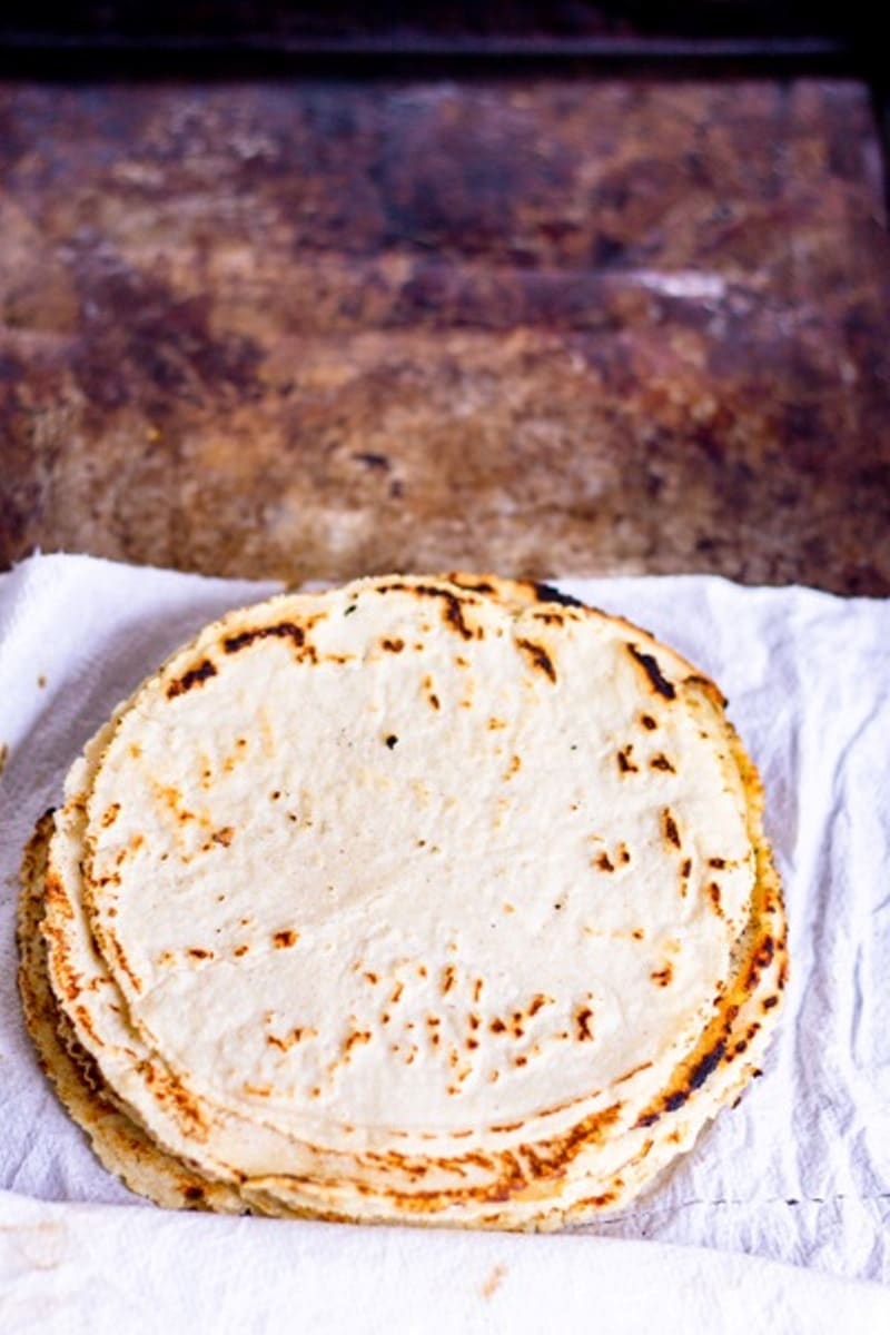 a stack of corn tortillas