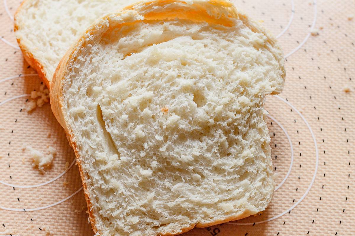 a single slice of homemade white bread