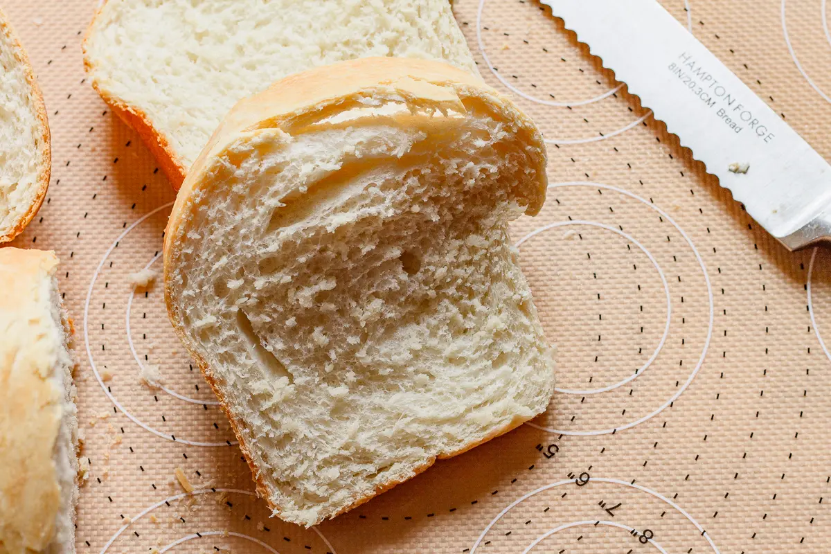 a single slice of homemade white bread