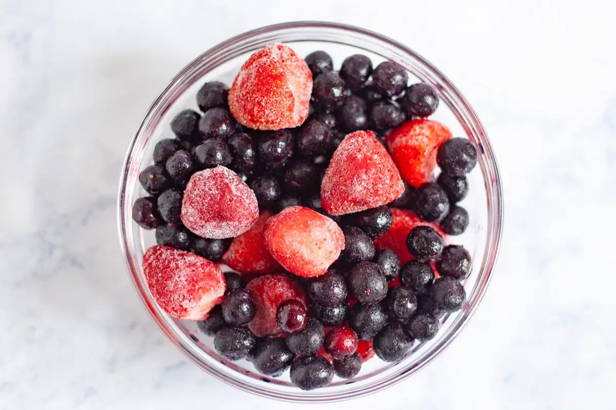 frozen mixed berries in a bowl