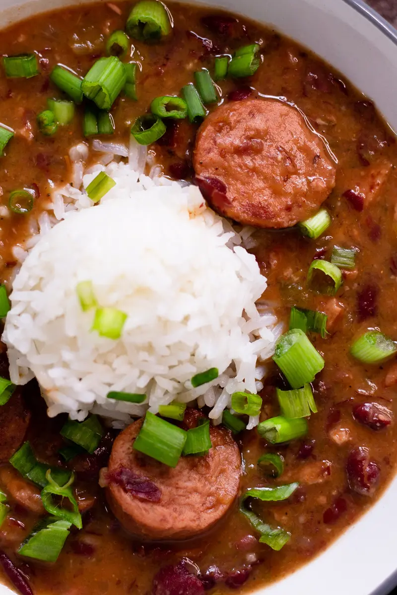 a bowl of red beans and rice