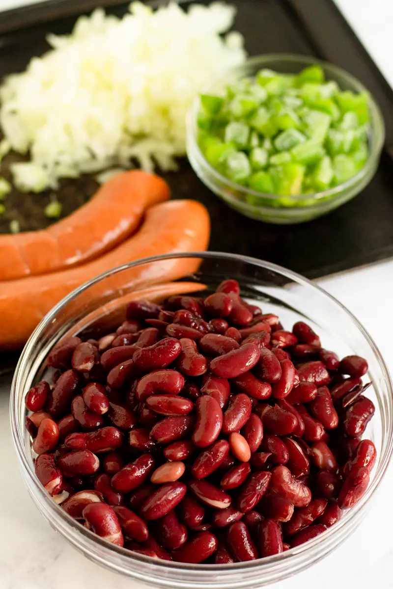 Louisiana red beans and rice ingredients
