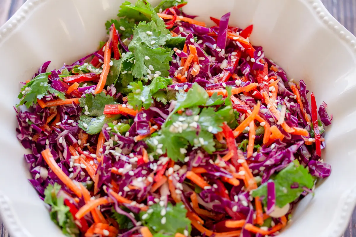 sesame ginger slaw closeup