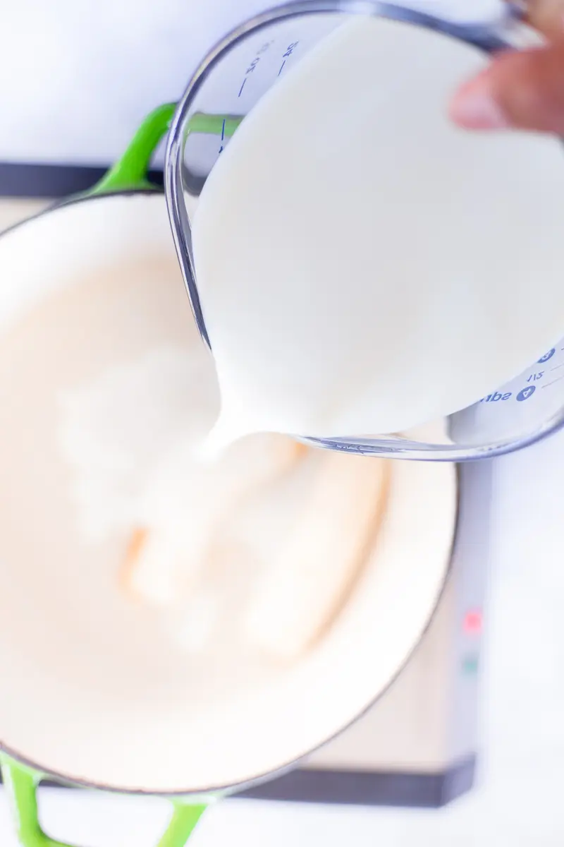 bananas and milk in a pot