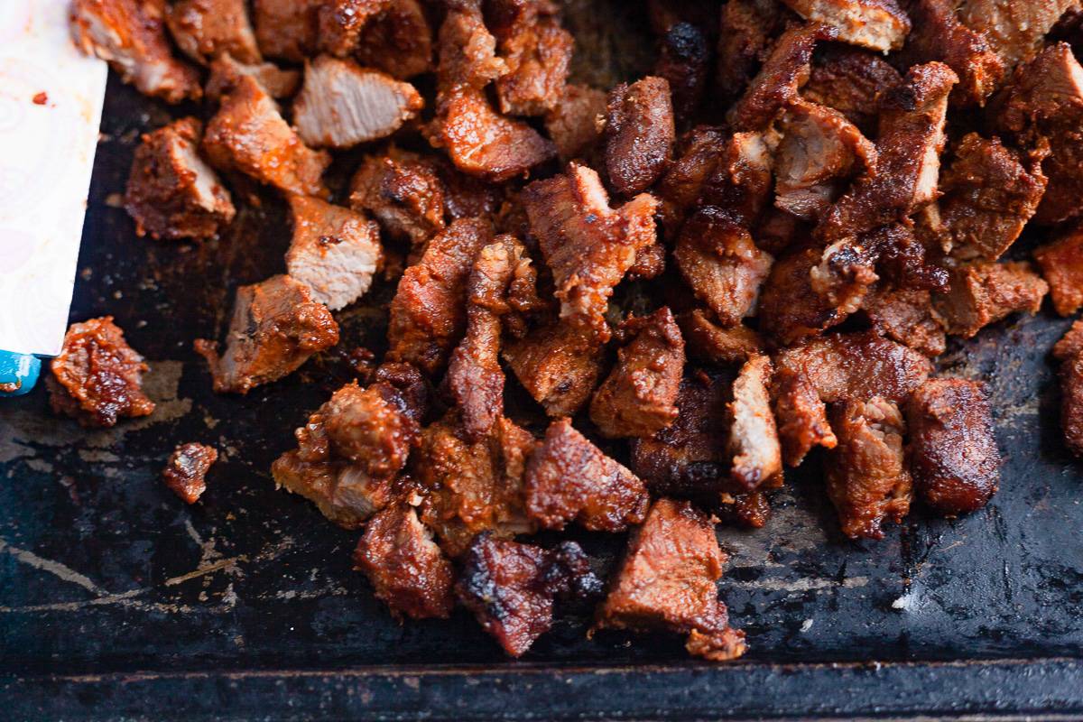 cooked chopped pork