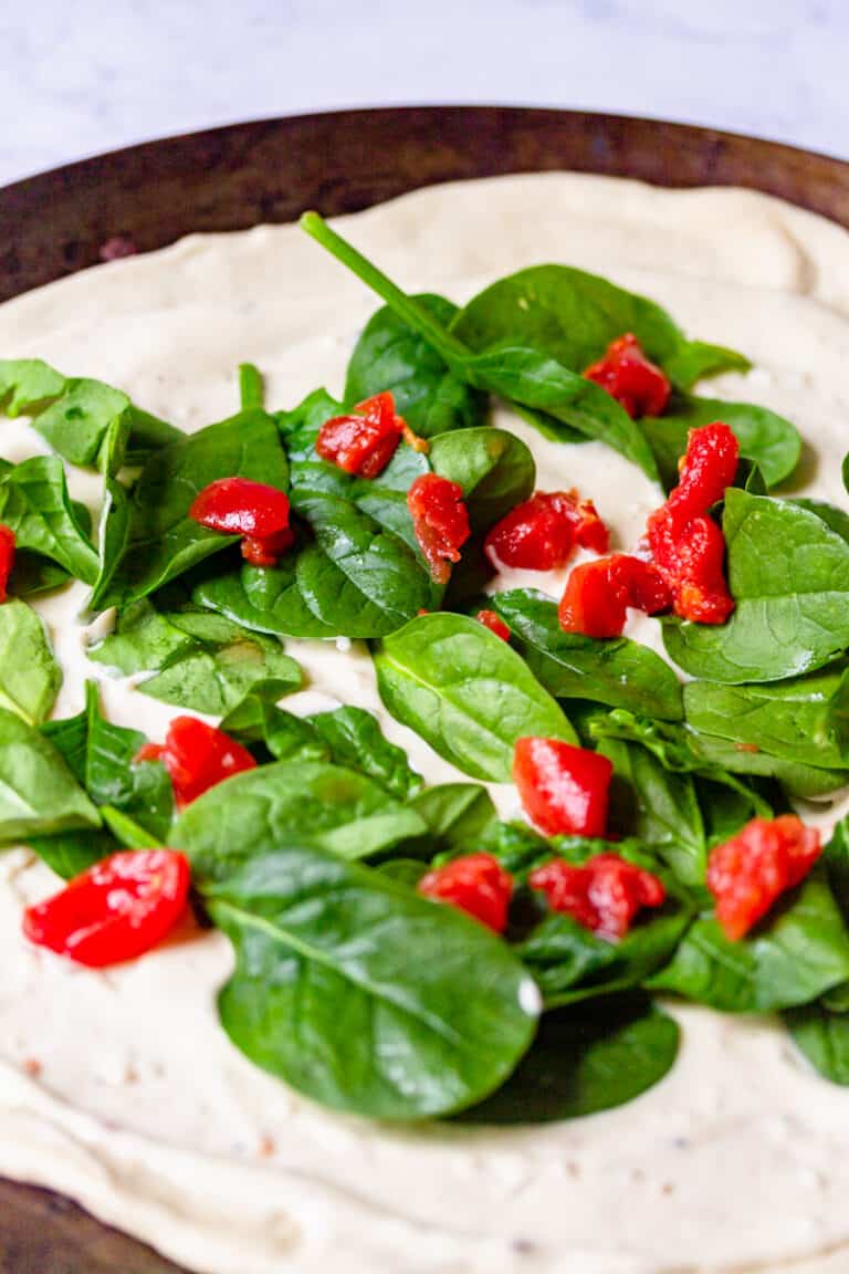 Spinach Tomato White Pizza Recipe On Ty's Plate